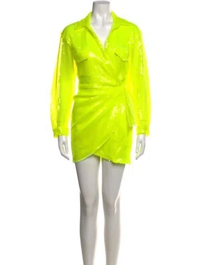 Pre-owned David Koma Patterned Mini Dress W/ Tags In Yellow