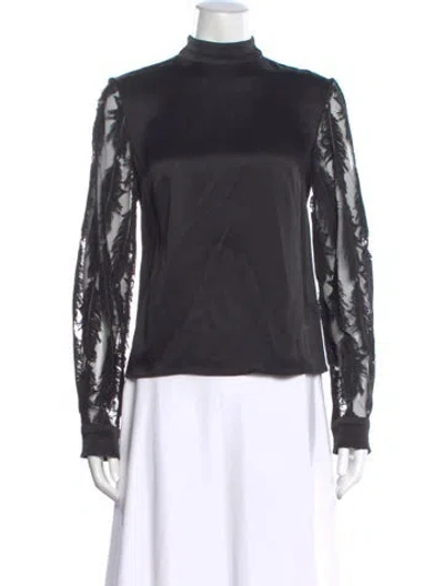 Pre-owned David Koma Patterned Mock Neck Top In Gray