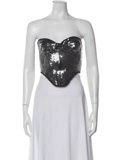 Pre-owned David Koma Patterned Strapless Crop Top W/ Tags In White