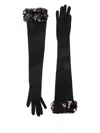 David Koma Payette Sequin-embellished Long Gloves In Black