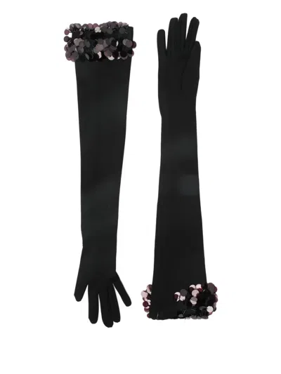 DAVID KOMA PAYETTE SEQUIN-EMBELLISHED LONG GLOVES