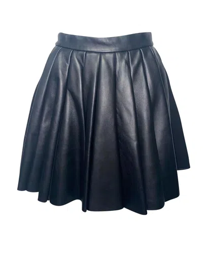 Pre-owned David Koma Pleated Short Skirt In Black Leather