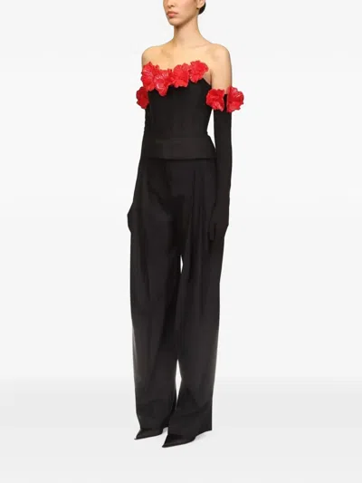 David Koma Pleated Wide-leg Trousers In Blue