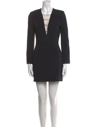 Pre-owned David Koma Plunge Neckline Mini Dress In Black