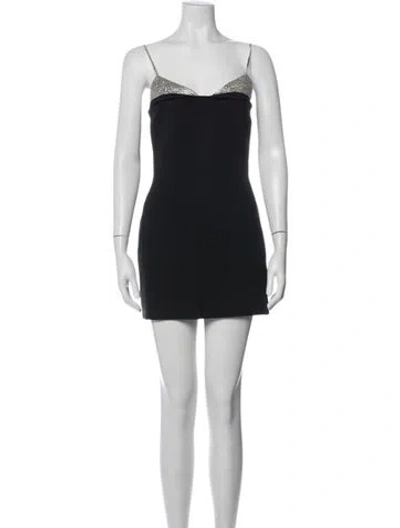Pre-owned David Koma Plunge Neckline Mini Dress In Black