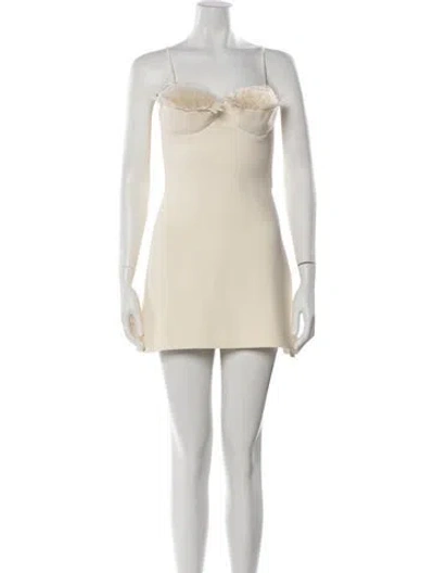 Pre-owned David Koma Plunge Neckline Mini Dress In Neutral