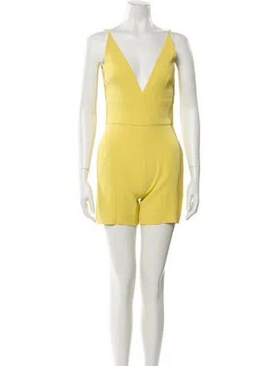 Pre-owned David Koma Plunge Neckline Romper In Yellow