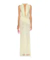 David Koma Plunge Neckline Sleeveless Gown In Yellow