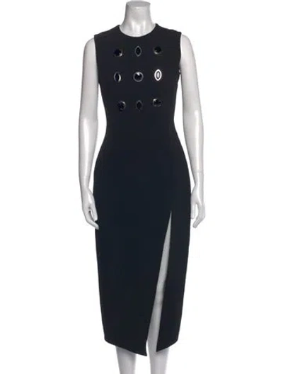 Pre-owned David Koma Polka Dot Print Long Dress In Black