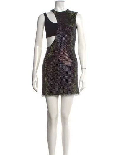 Pre-owned David Koma Polka Dot Print Mini Dress W/ Tags In Black