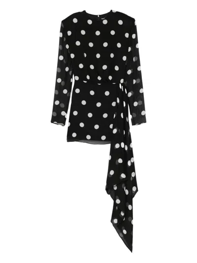 David Koma Polka-dot Tie-wrap Mini Dress In Black