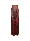 David Koma Printed Mesh Maxi Skirt Red And Black
