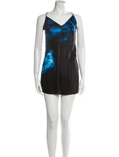 Pre-owned David Koma Printed Mini Dress In Black