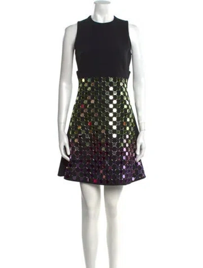 Pre-owned David Koma Printed Mini Dress In Black