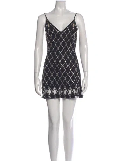Pre-owned David Koma Printed Mini Dress In Black