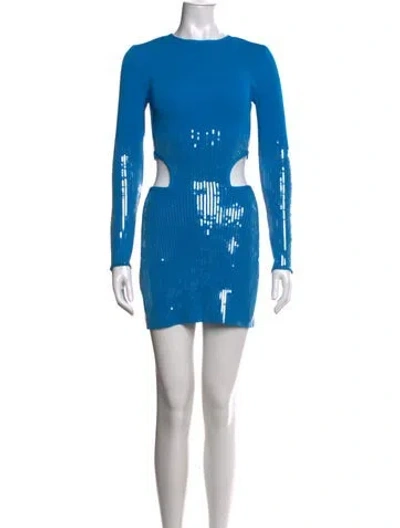 Pre-owned David Koma Printed Mini Dress In Blue