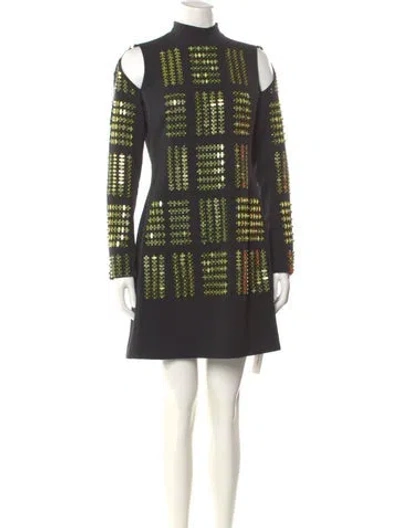 Pre-owned David Koma Printed Mini Dress In Green