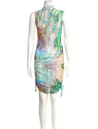 Pre-owned David Koma Printed Mini Dress In Multi