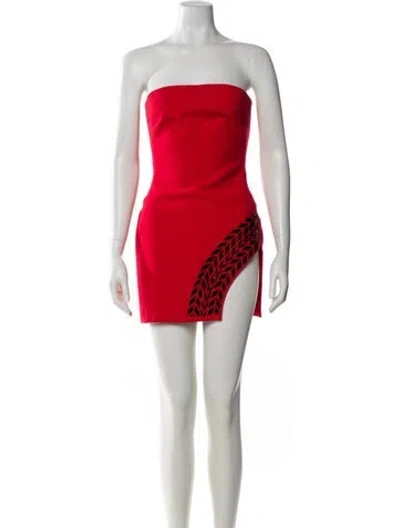 Pre-owned David Koma Printed Mini Dress In Red