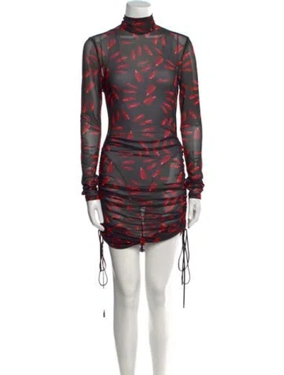 Pre-owned David Koma Printed Mini Dress In Red