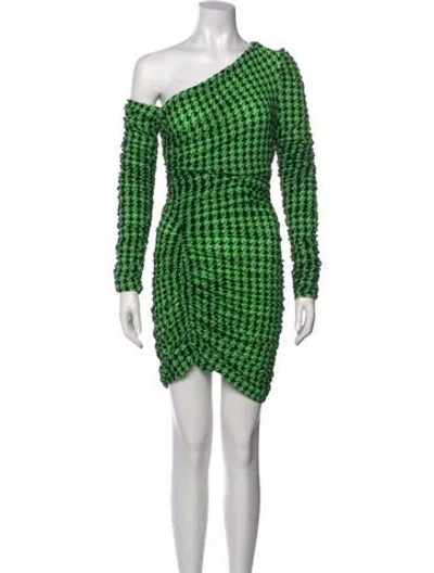 Pre-owned David Koma Printed Mini Dress W/ Tags In Green