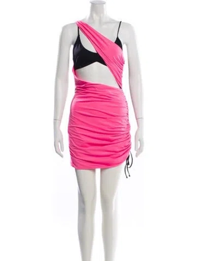Pre-owned David Koma Printed Mini Dress W/ Tags In Pink