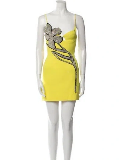 Pre-owned David Koma Printed Mini Dress In Yellow
