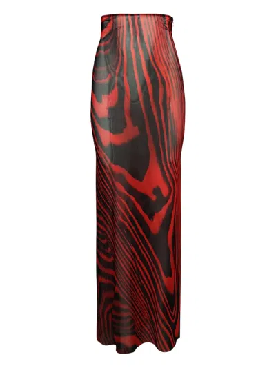 David Koma Printed Skirt In Red