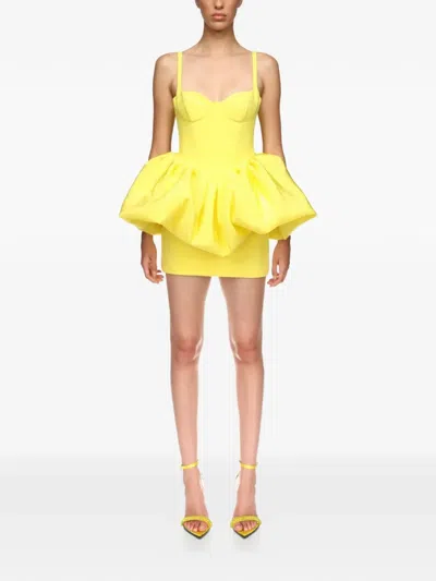 David Koma Puff Skirt-detail Mini Dress In Yellow