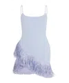 David Koma Raffia Fringe Hem Detail Mini Dress In White