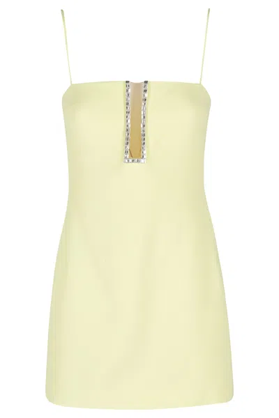 David Koma Rectangle Crystal Embroidery Mini Dress In Yellow