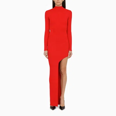 David Koma Red Midi Dress With Slit In Orange