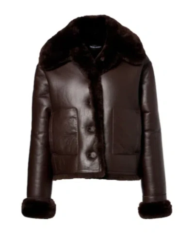David Koma Reversible Shearling And Leather Jacket In Brown