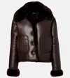 David Koma Reversible Shearling And Leather Jacket In Brown