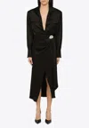 David Koma Black Satin Midi Chemisier In Black