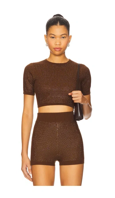 DAVID KOMA RHINESTONE EMBROIDERED CROP TOP