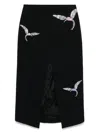 David Koma Rhinestone Hummingbird Midi Skirt In Black