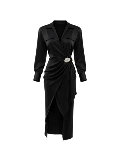 David Koma Rhinestone-embellished Shirt Dress In Black