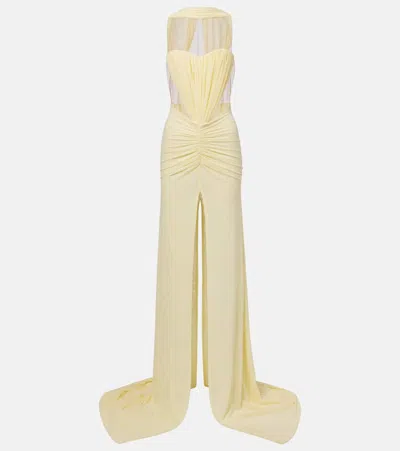 David Koma Ruched Halterneck Gown
