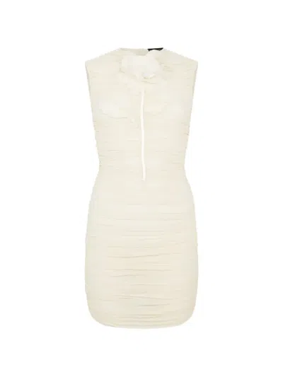 David Koma Ruched Mini Dress In Neutral