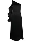 David Koma One Shoulder Midi Dress With Ruffle Detail