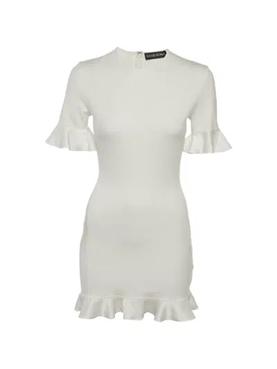 Pre-owned David Koma Ruffled Cut-out Midi Dress In White