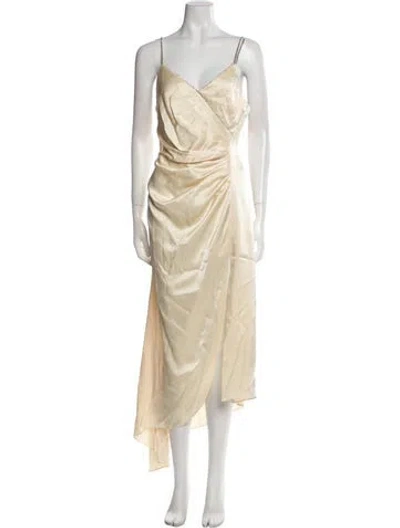 Pre-owned David Koma Satin Long Dress W/ Tags In Neutral