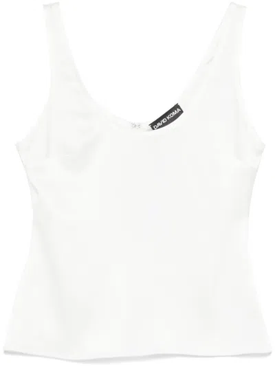 David Koma Satin Tank Top In White