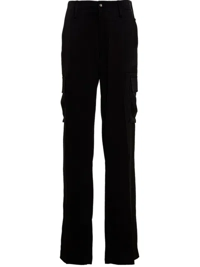 David Koma Satin Cargo Pants Belt Loops In Black