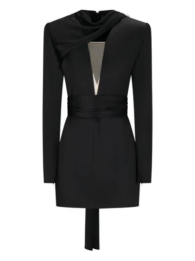 David Koma Scarf Crystal Detail Mini Dress In Black