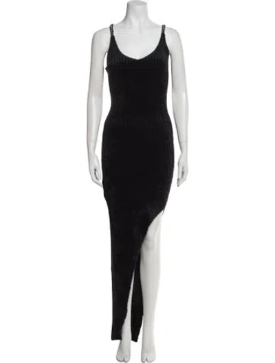Pre-owned David Koma Scoop Neck Long Dress In Black