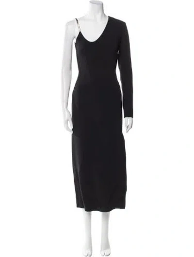 Pre-owned David Koma Scoop Neck Long Dress In Black