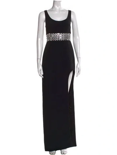 Pre-owned David Koma Scoop Neck Long Dress In Black