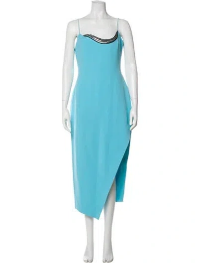 Pre-owned David Koma Scoop Neck Long Dress W/ Tags In Blue